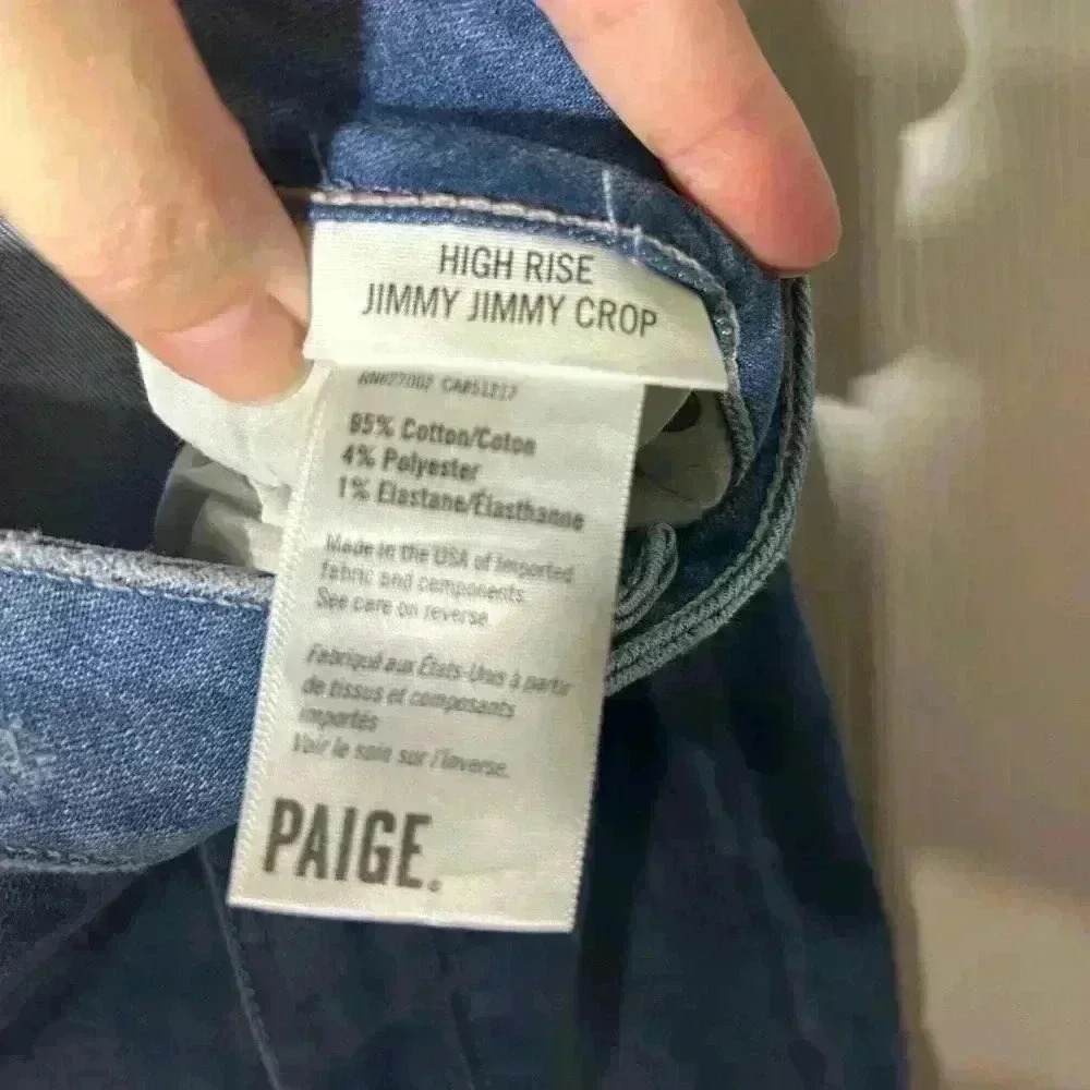 Paige Jimmy Jimmy Crop Jeans Womens Size 31 Distressed Vintage Venice - Picture 9 of 12